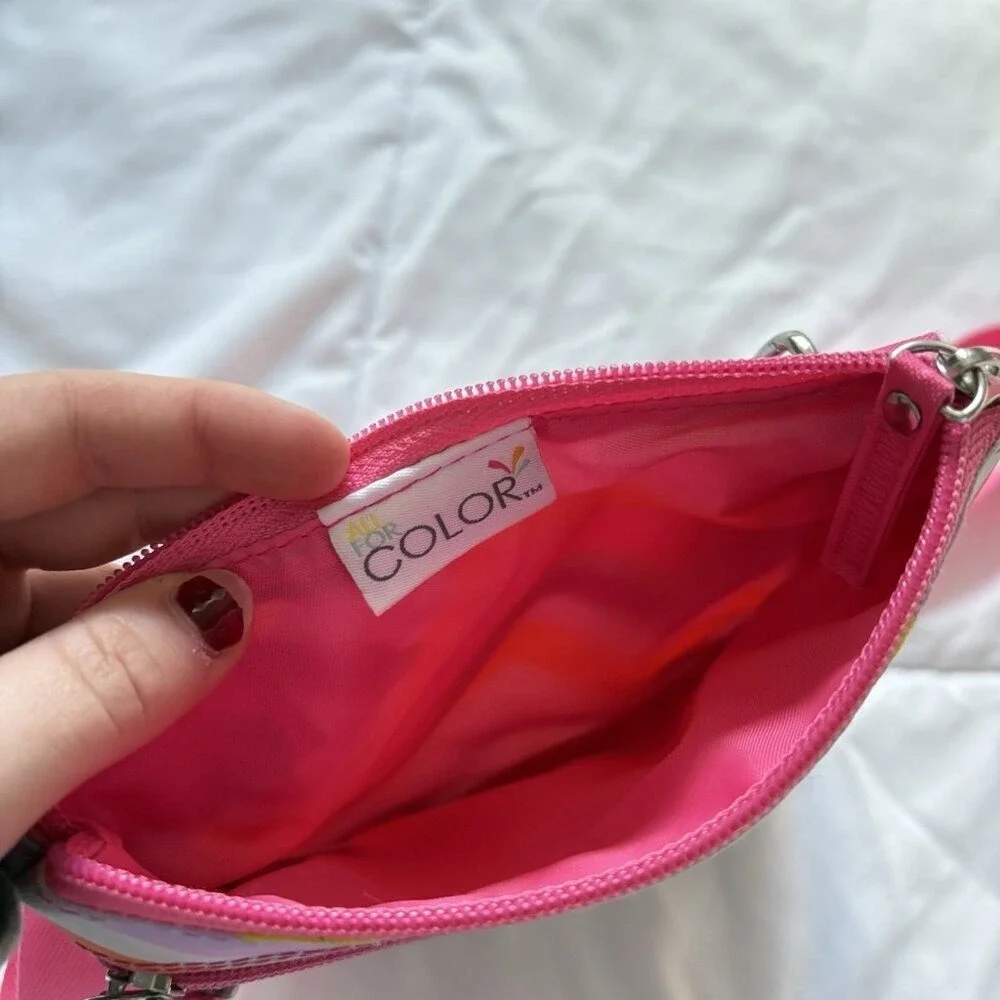 All For Color Womens Striped Crossbody Bag Adjustable Strap Pink Blue Zipper
